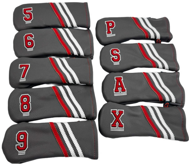 죽조이 트리플 트랙 골프 아이언커버 9종 세트, 그레이, 1세트