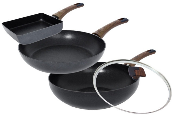 실바트 인덕션 까리노 IH 프라이팬 세트 4개, 블랙, 1세트, 계란말이팬 18cm + 프라이팬 28cm + 궁중팬 28cm + 유리뚜껑 28cm