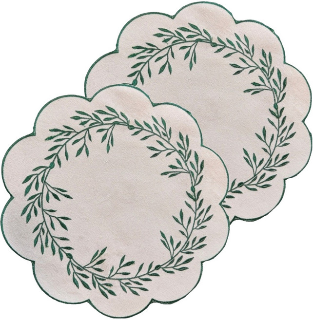 해온라 북유럽 스타일 방수 오염방지 식탁매트, 녹색, 2개, 38cm