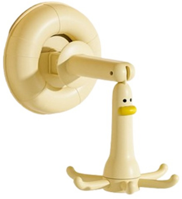 모드플러스 큐티덕 흡착식 회전 멀티후크 무타공 벽걸이, 옐로우, 1개