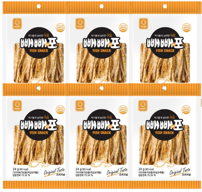한진식품 빼빼어포 오리지널, 24g, 6개