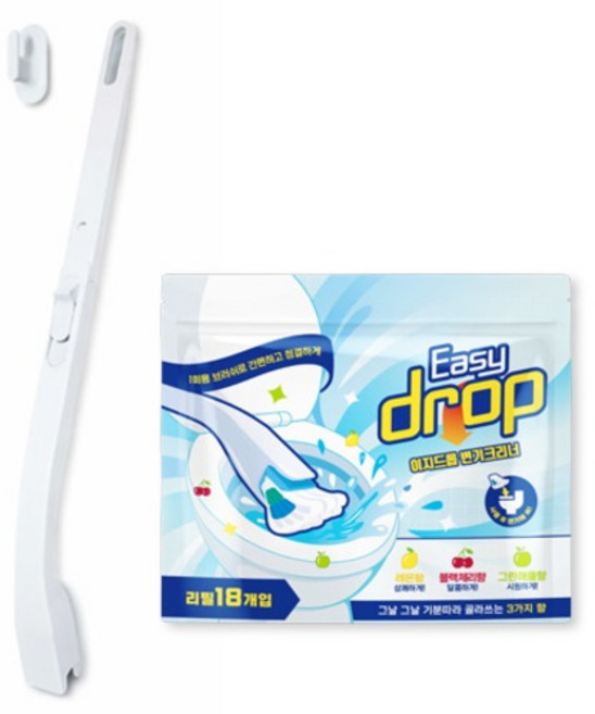 이지드롭 변기크리너 3종 x 6p + 올화이트핸들 + 전용고리 세트, 혼합색상, 1세트