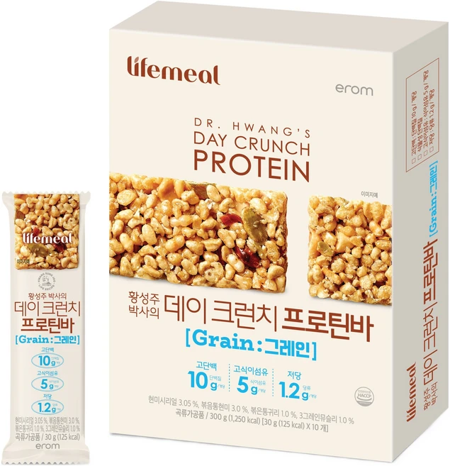 황성주 데이크런치 프로틴바 10p, 300g, 1박스 - 쿠팡