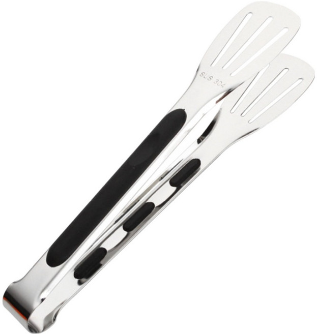 아워웍스 스텐 실리콘 주방 화상방지 고기 빵 집게, 블랙, 1개