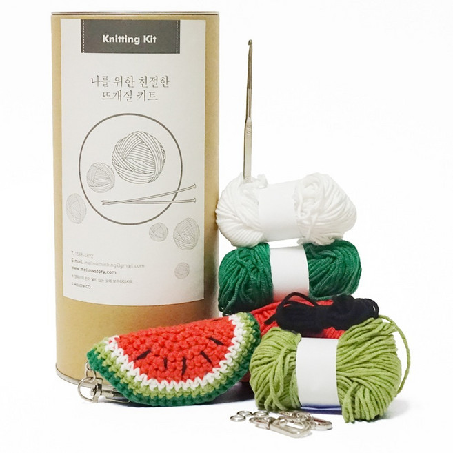 멜로우스토리 니팅키트 수박 키링, 혼합색상, 1개