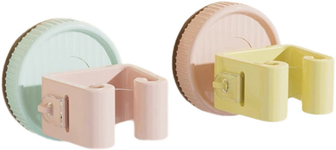 모드플러스 파스텔 벽걸이 흡착식 청소도구 걸이 2종 세트, 블루, 핑크, 1세트