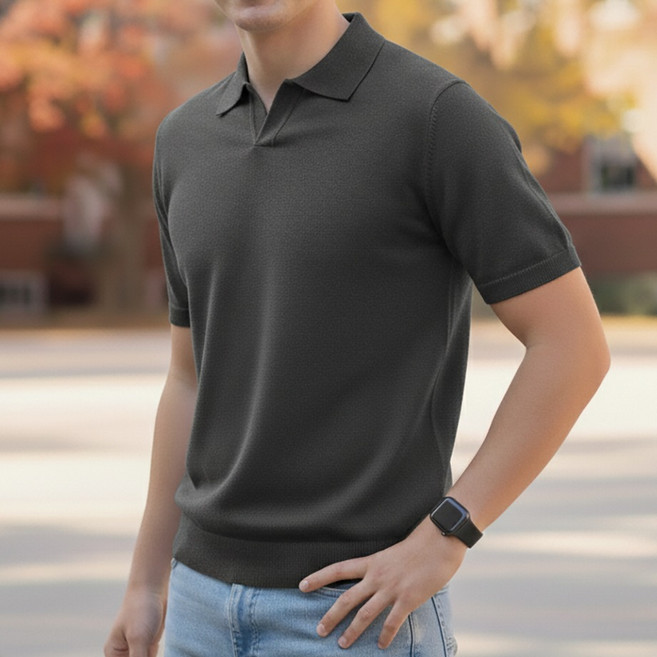 인피어스 남성용 비즈니스 반팔 니트 티셔츠 I263-91