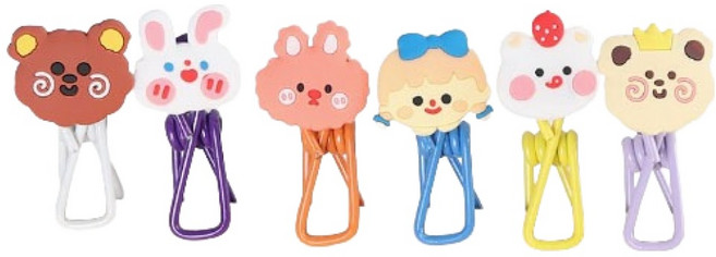 한봄누리 가정용 캐릭터 빨래집게 6종 세트, 혼합색상, 1세트