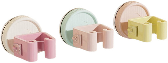 모드플러스 파스텔 벽걸이 흡착식 청소도구 걸이 3종 세트, 화이트, 블루, 핑크, 1세트