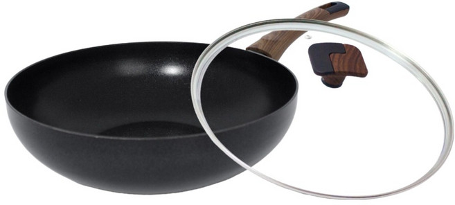 실바트 인덕션 까리노 IH 프라이팬 세트 2개, 블랙, 1세트, 궁중팬 30cm + 유리뚜껑 30cm