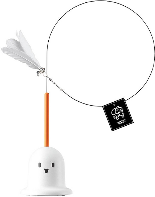 멍냥 고양이 플라잉 롱 와이어 귀여운 흡착식 깃털 낚시대, 화이트, 1개