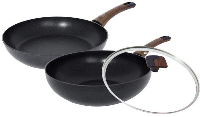 실바트 인덕션 까리노 IH 프라이팬 세트 3개, 블랙, 1세트, 프라이팬 30cm + 궁중팬 30cm + 유리뚜껑 30cm