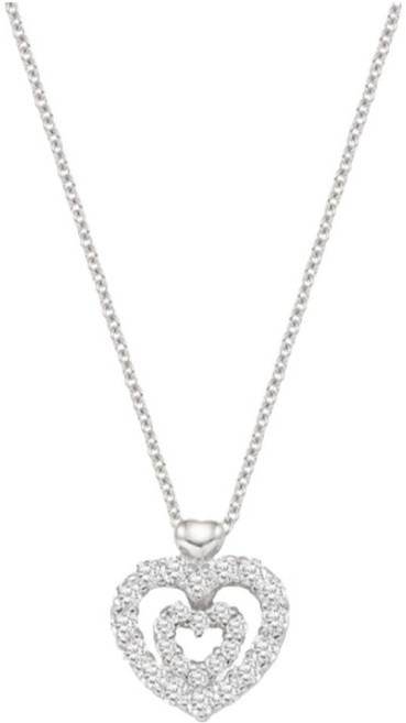 티르리르 여성용 듀얼 하트 큐 실버 목걸이 + 쇼핑백