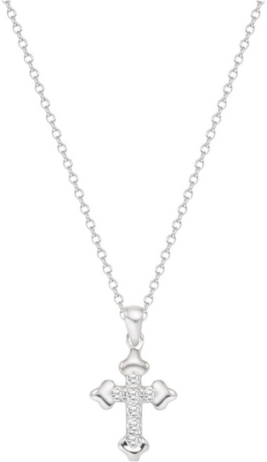 티르리르 여성용 듀오 크로스 화이트 실버 목걸이 + 쇼핑백