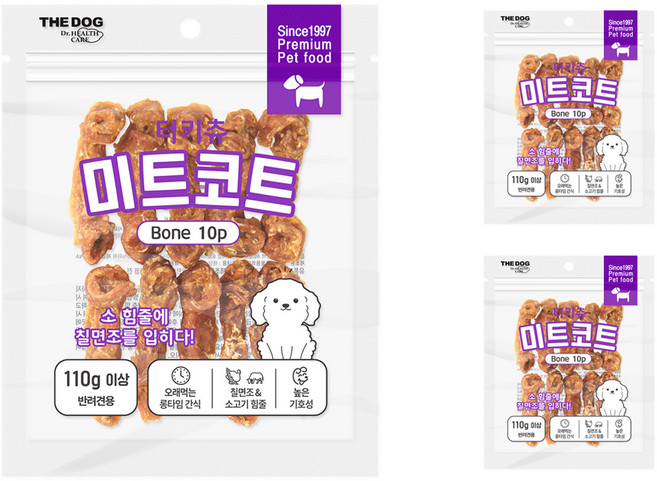 더독 강아지 터키츄 본 타입 간식 S 10p, 칠면조, 110g, 3개