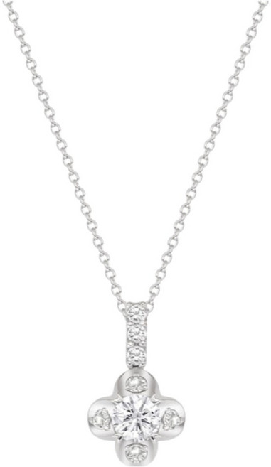 티르리르 여성용 로망 네잎 화이트 실버 목걸이 + 쇼핑백