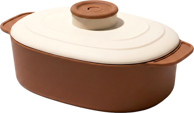 위티미티 촉촉 전자레인지 2단 스팀조절 실리콘 찜기 1300ml, 코코아 브라운, 1개