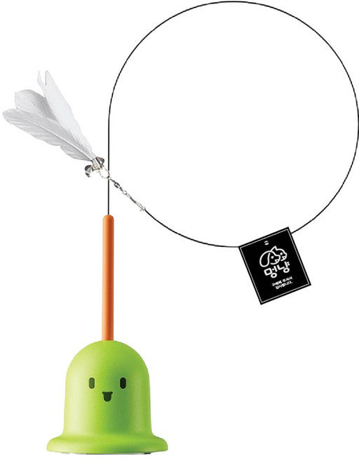 멍냥 고양이 플라잉 롱 와이어 귀여운 흡착식 깃털 낚시대, 그린, 1개