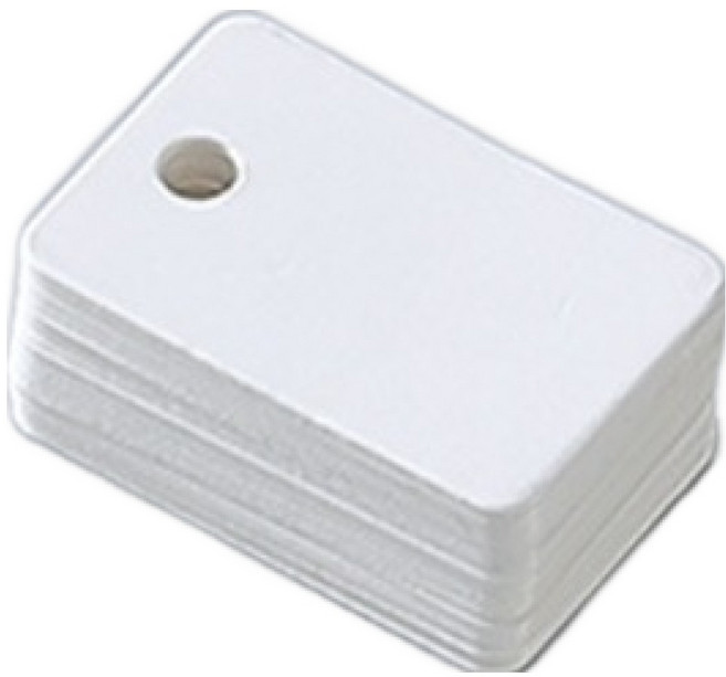 오피스코어 의류 포장 무지 악세서리 의류택 라벨 끈포함 20 x 30 mm, 화이트, 200개