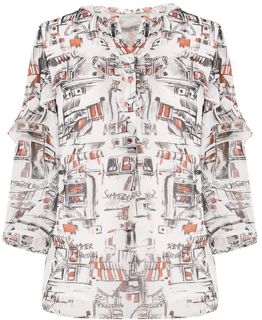 크로커다일 여성용 상동소매 제원단 프릴 블라우스 CLDMBL123