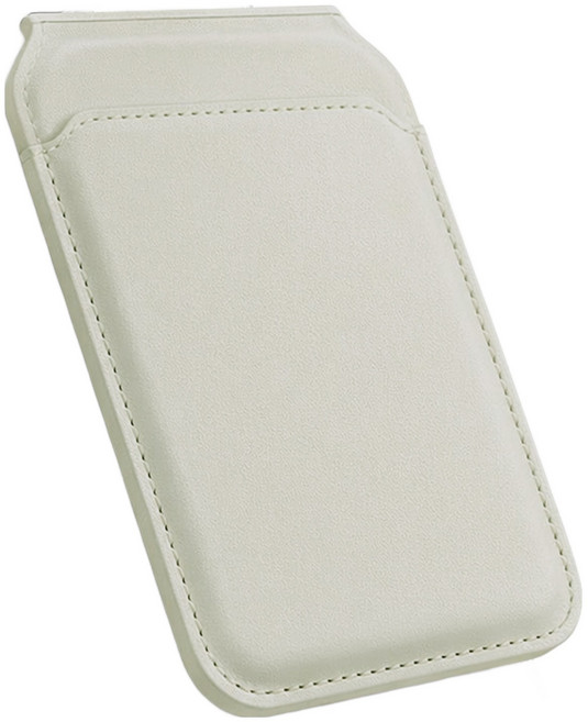 모란카노 맥세이프 가죽 스탠드 3포켓 카드지갑, 화이트, 1개