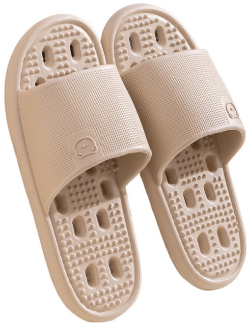 코다치프 EVA 가벼운 가정용 심플 물빠짐 욕실화, 카키, 1개