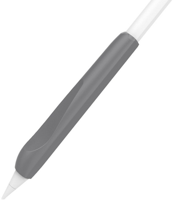 SPACE SHIELD Apple Pencil 相容防滑矽膠長版鉛筆繪圖握筆套 附3入矽膠筆尖, 灰色, 1個
