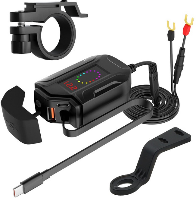 에이스피드 오토바이용 초고속충전기 3구 USB + C타입 세트 C143, 1세트