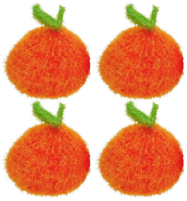 바른리빙 아크릴 귤 수세미, 4개, 1개입