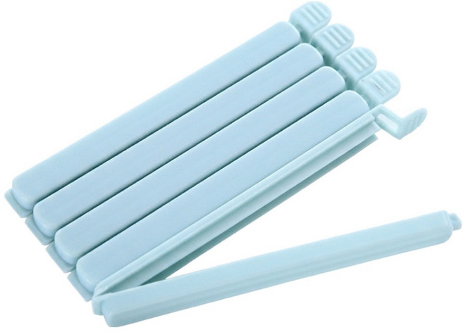 ROI라이프 식품 비닐봉투 밀봉클립 대형 15.5 x 1.5 cm, 블루, 5개