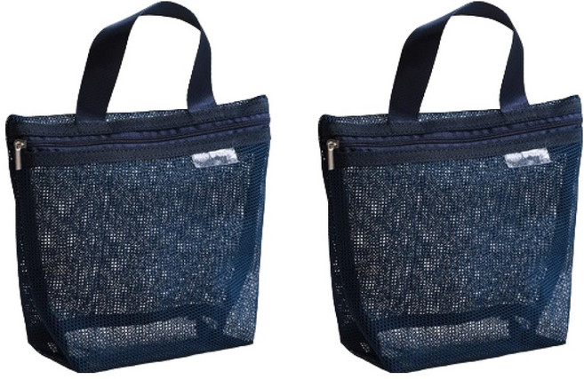 블럭마트 메쉬 심플 목욕가방 2p, 네이비