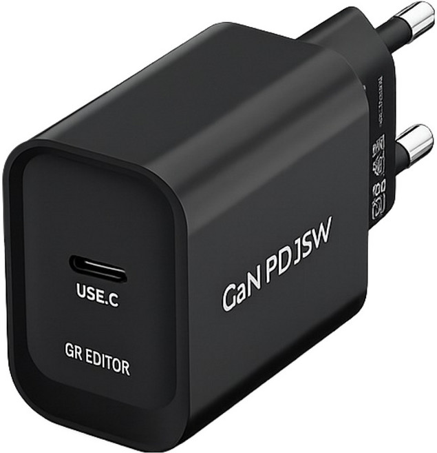 EDITOR GaN PD 25W 아이폰 갤럭시 초고속 c타입 1포트 충전기, 1개, 블랙