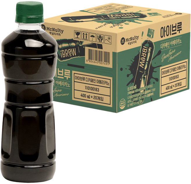 아이브루 디카페인 아메리카노 블랙커피 무라벨, 20개, 400ml