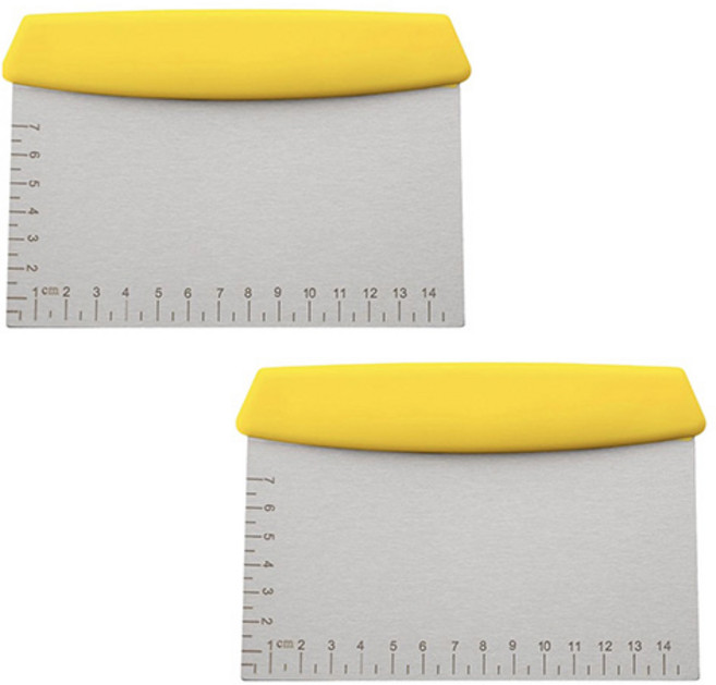 빅벅 베이킹 눈금 스크래퍼 피자 반죽 도우 베이 크림, 노란색, 2개