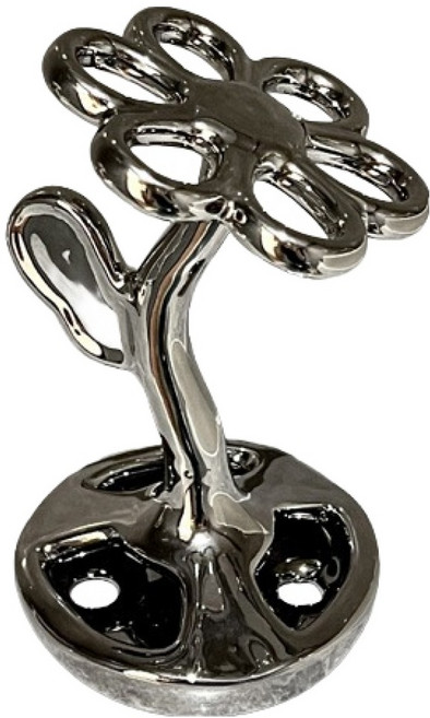 블럭마트 세라믹 플라워 욕실 칫솔치약 메이크업 브러쉬꽂이, 실버, 1개