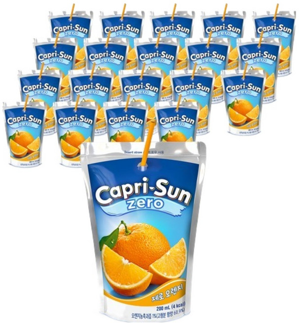 카프리썬 제로 오렌지 음료, 20개, 200ml