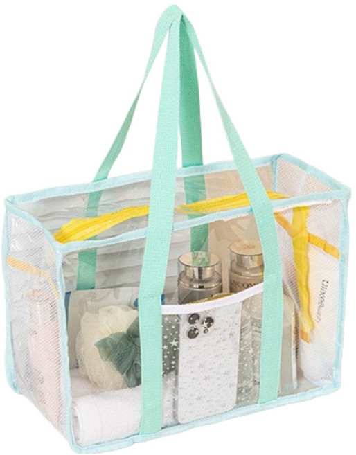 블럭마트 다용도 투명 PVC 방수 목욕가방, 그린