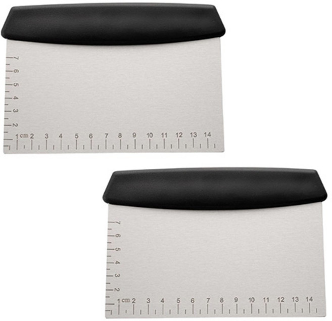 빅벅 베이킹 눈금 스크래퍼 피자 반죽 도우 베이 크림, 블랙, 2개