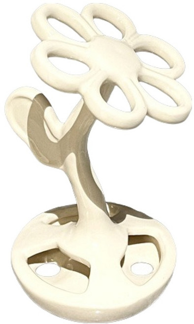 블럭마트 세라믹 플라워 욕실 칫솔치약 메이크업 브러쉬꽂이, 크림, 1개