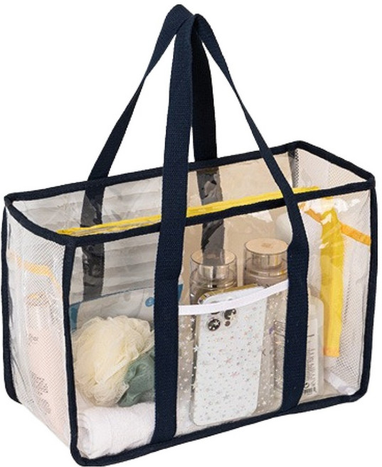 블럭마트 다용도 투명 PVC 방수 목욕가방, 블랙