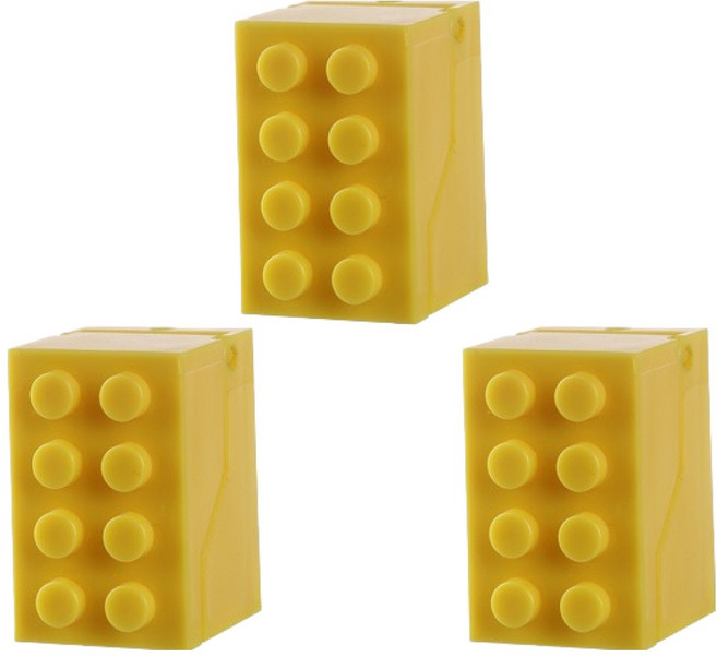 블럭마트 무타공 1구 칫솔걸이, 옐로우, 3개