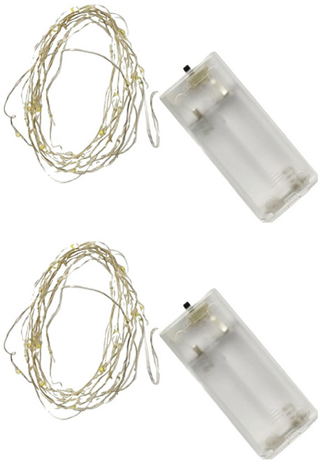 마메 와이어 LED 조명 줄전구 30구 3m, 노랑, 2개