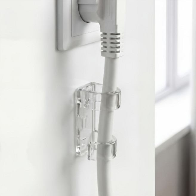 리리코 케이블 선정리 클립 홀더, 투명, 20개