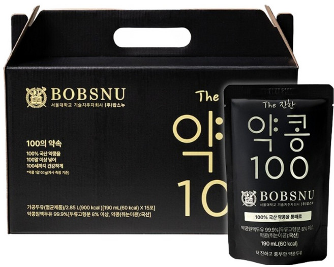 서울대밥스누 더진한 약콩100 두유, 15개, 190ml