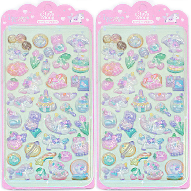 글라스몽 3D버블 야광스티커, 트윙클포니, 2개