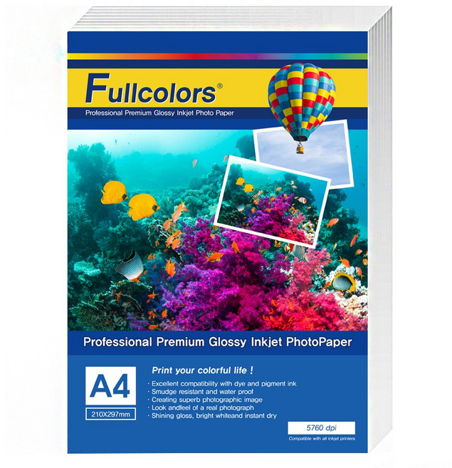 풀컬러즈 프리미엄 글로시 사진인화지 115g, 100개, A4