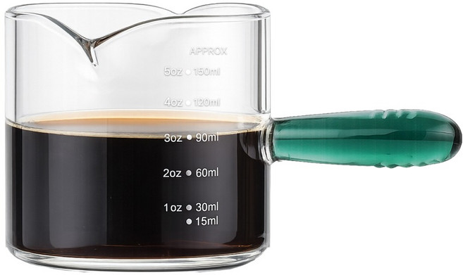 발룬피니 내열유리 컬러핸들 벨크리머 계량 샷잔 200ml, 그린, 1개