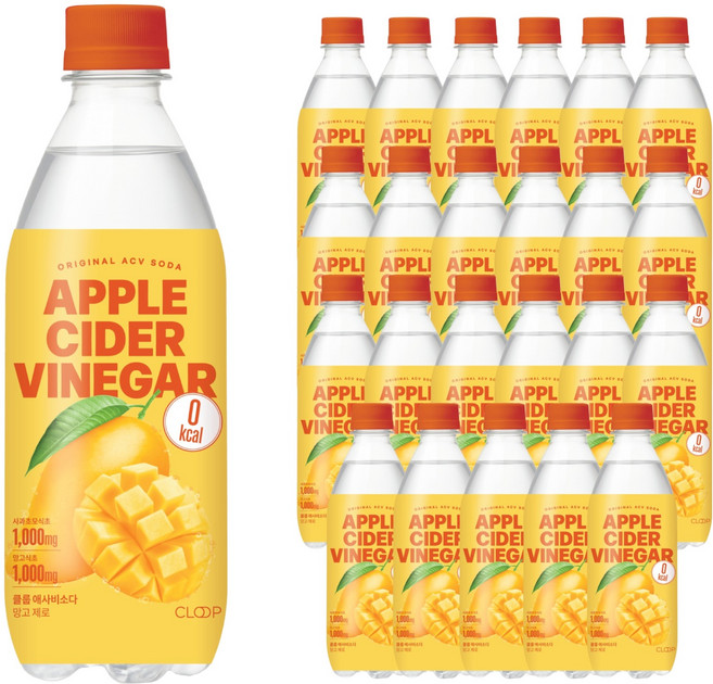 클룹 애사비소다 망고 제로 탄산음료, 24개, 500ml