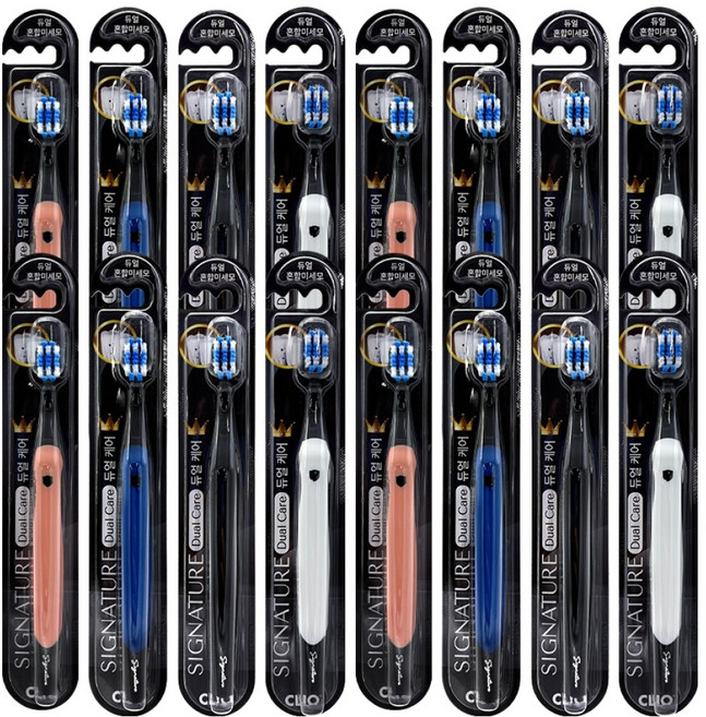 크리오 시그니처 듀얼케어 세정 이중미세모 칫솔 랜덤발송, 16개, 1개입