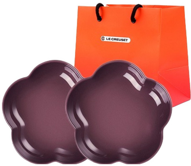 LE CREUSET 花朵盤, 豬, 2個, 盤子 20cm 2入, 購物袋 S